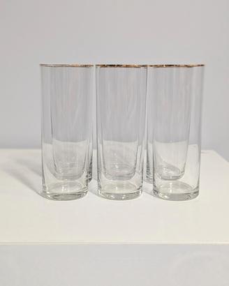 Set 6 bicchieri vintage in cristallo con bordo oro
