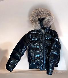 giacca imbottita moncler nera con pelliccia