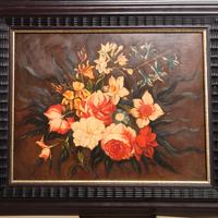 dipinto olio su tela fiori 