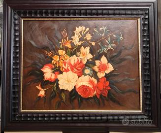 dipinto olio su tela fiori 