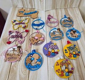 Stock 14 Pendenti Nascita in legno