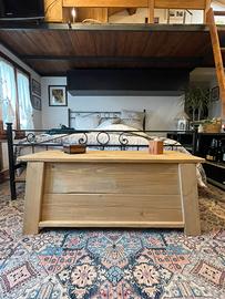 Cassapanca artigianale in abete grezzo 110x45xh48