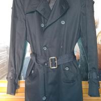 TRENCH NERO IN GABARDINE da uomo