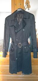 TRENCH NERO IN GABARDINE da uomo