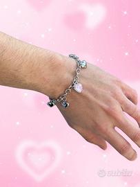 Braccialetto Argentato Cuore Rosa San Valentino