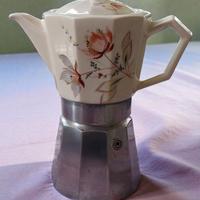 Caffettiera Moka Vintage Alpu Porcellana e Allumin