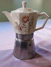 Caffettiera Moka Vintage Alpu Porcellana e Allumin