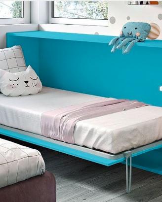 Letto a scomparsa singolo orizzontale celeste