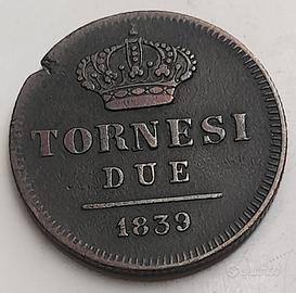 Napoli 2 tornesi 1839