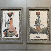 Quadri etnici Sabbia /cornice artigianale verde