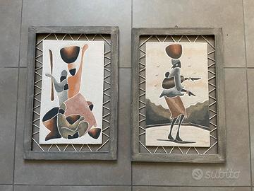 Quadri etnici Sabbia /cornice artigianale verde