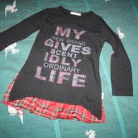 maglietta bimba con con gonna scozzese sul dietro