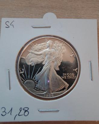 Moneta Argento USA 1986 "S" - 1 oz Silver Eagle -