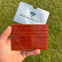 Portacarte coccodrillo marrone