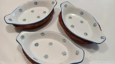 Set 3 Salsiere Ceramica e Vimini Country