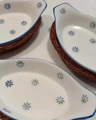 Set 3 Salsiere Ceramica e Vimini Country