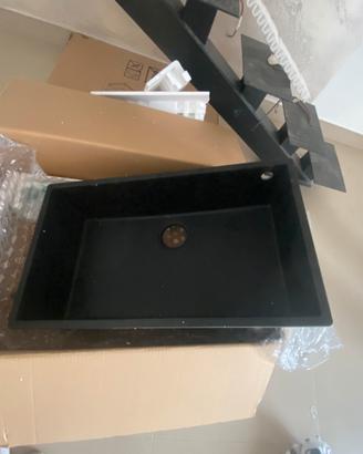 Lavello 1vasca sottotop nero in granitek Marca Ell