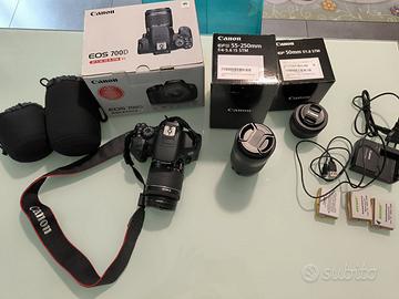 Canon EOS 700D + obiettivi 18-55mm; 55-250mm; 50mm