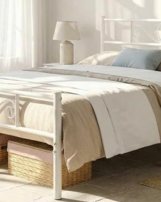 Letto matrimoniale in ferro (bianco)