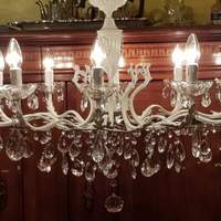 Lampadario RESTAURATO 10 luci gocce di cristallo