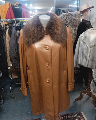 Cappotto in Vera Pelle Marrone Chiaro