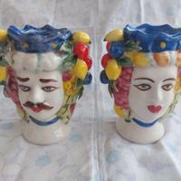 Vasi Ceramica stile Testa di Moro, 2 pezzi