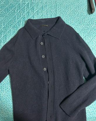 Zara cardigan polo maglia blu navy taglia XL
