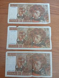 3 Banconote da 10 Franchi Francesi