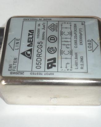 Filtro EMI monofase 5 Ampere Delta modello 05DRCG5