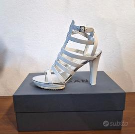 Sandali in pelle, tacco, bianco, Hogan, n.40,5