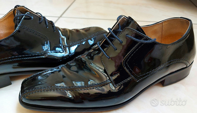 Scarpe 43 nero lucido sposo/cerim. pelle e cuoio