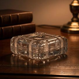 Portagioie in vetro con decorazione in argento