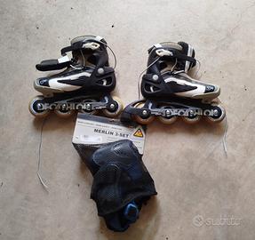 Pattini Decathlon taglia 38+kit protezioni Merlin