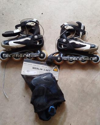 Pattini Decathlon taglia 38+kit protezioni Merlin