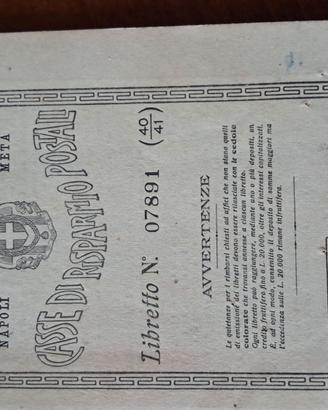 libretto di risparmio originale anni trenta, veram