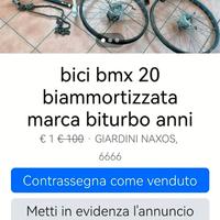 bici bmx 20 biammorttizzata,marca biturbo an vinta