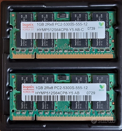 2 GB (1 gb + 1gb) RAM PC portatile SODIMM Hynix