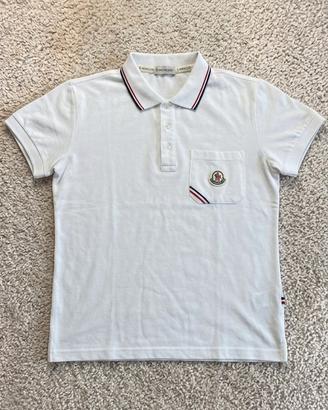 Polo Moncler Bianca con dettagli tricolore 👕