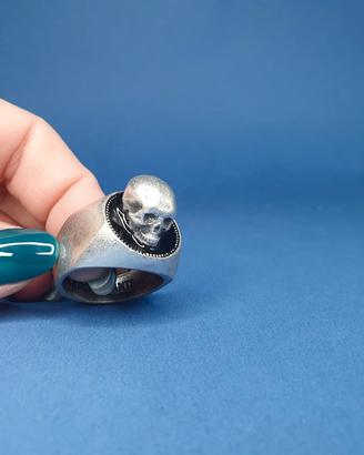 ANELLO VINTAGE PIETRO FERRANTE TESCHIO SMALTO NERO