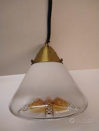 Lampadario vetro Murano bianco e arancio Tronconi