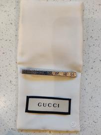 Fermacravatta Gucci argento originale 