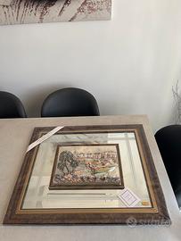 Quadro in rilievo su specchio con paesaggio