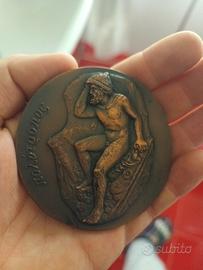 Medaglia commemorativa bronzo dio greco olimpo 