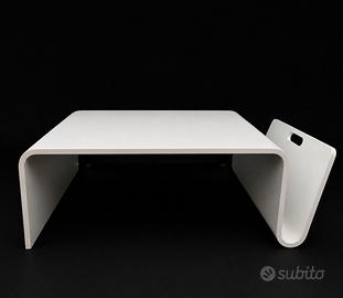 Tavolino design moderno con portariviste – bianco