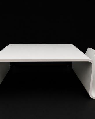 Tavolino design moderno con portariviste – bianco