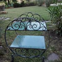 Carrello tavolino in ferro e 2 ripiani in vetro