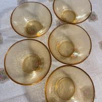 set 5 coppette vetro ambra nuove