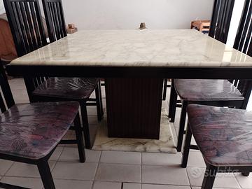Tavolo in marmo  di Carrara+ 6 sedie 