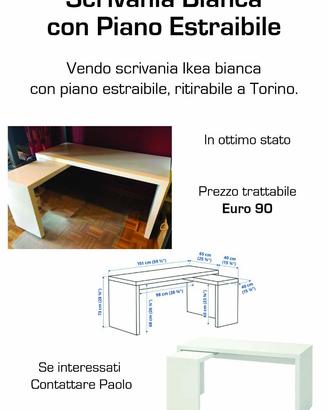 Scrivania Bianca con Piano Estraibile