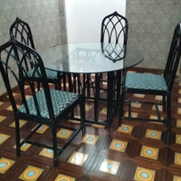 Tavolo con 4 sedie in Rattan